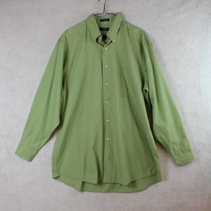 IZOD Sz 16.5 32/33 Large Mens Shirt Green Long Sleeve Button Up Silky Poplin
